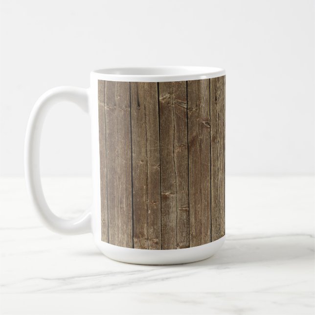 Brown Wood Pattern Handsome Rustic Coffee Mug (Left)