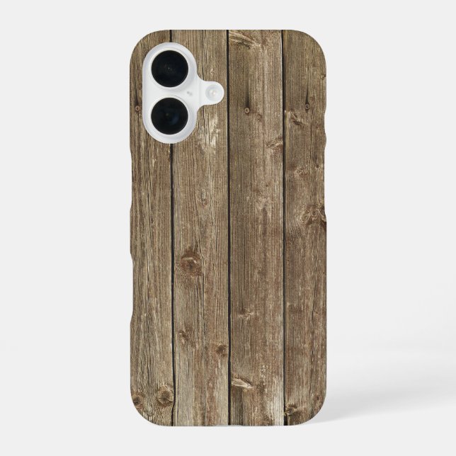 Brown Wood Pattern Handsome Zen iPhone 16 Case (Back)