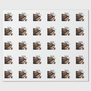Brown wood piano table keys monogram name wrapping paper