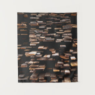 Brown wood planks photography tapestry