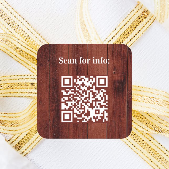 Brown wood QR code Square Sticker (Creator Uploaded)
