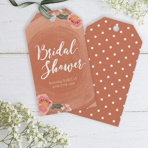 Brown Wood Rustic Floral Bridal Shower Gift Tags