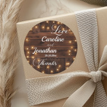 Brown Wood Rustic String Lights Wedding