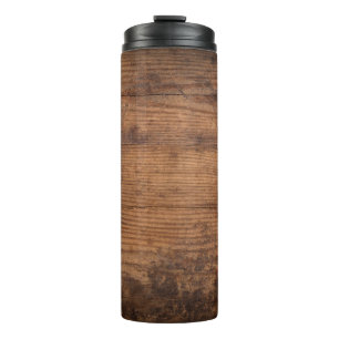 Brown wood texture. Abstract background, empty tem Thermal Tumbler