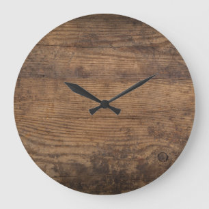 Brown Wood Texture Abstract Background Large Clock