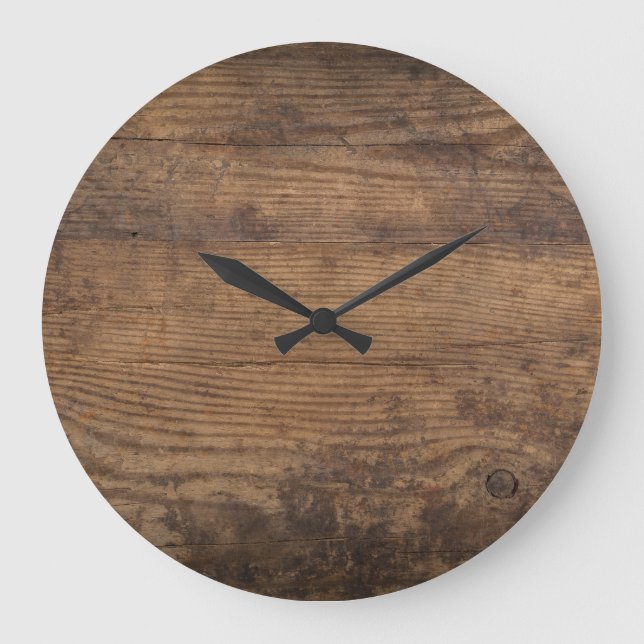 Brown Wood Texture Abstract Background Large Clock (Front)