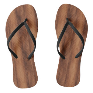 Brown Wood Texture, Brown Wood Grain Pattern  Flip Flops