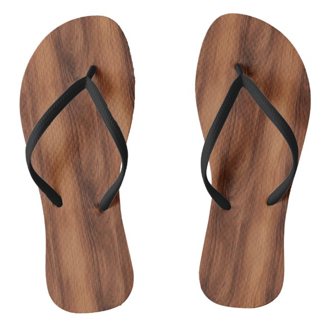 Brown Wood Texture, Brown Wood Grain Pattern  Flip Flops (Footbed)