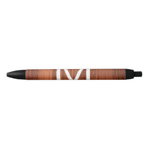 Brown wood texture lines add monogram letter name black ink pen