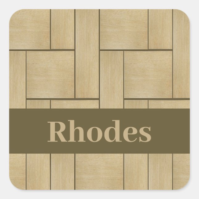 Brown wood tile print square sticker (Front)