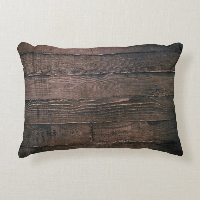 Brown wooden boards decorative cushion (Front)