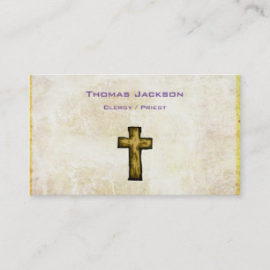 Brown Wooden Cross Christian Religious Business Card