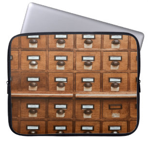Brown wooden drawer laptop sleeve