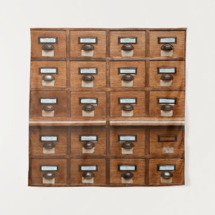 Brown wooden drawer tapestry