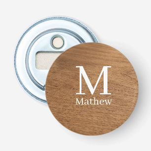 brown wooden frame rustic name monogram pattern si bottle opener