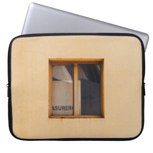 BROWN WOODEN FRAMED GLASS WINDOW LAPTOP SLEEVE