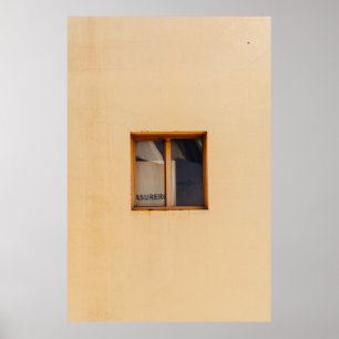 BROWN WOODEN FRAMED GLASS WINDOW POSTER
