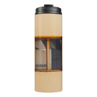 BROWN WOODEN FRAMED GLASS WINDOW THERMAL TUMBLER