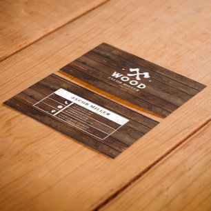 Brown Wooden Rustic Retro Old Style Personalised Business Card
