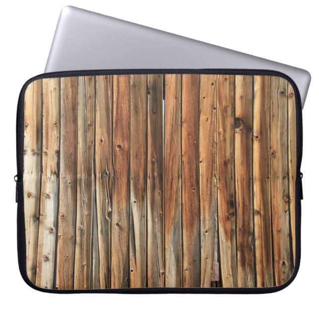 Brown wooden surface laptop sleeve (Front)