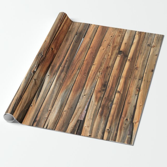 Brown wooden surface wrapping paper (Unrolled)