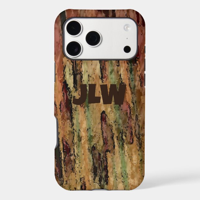 Brown Woodsy Camouflage Abstract with Initials (Back)
