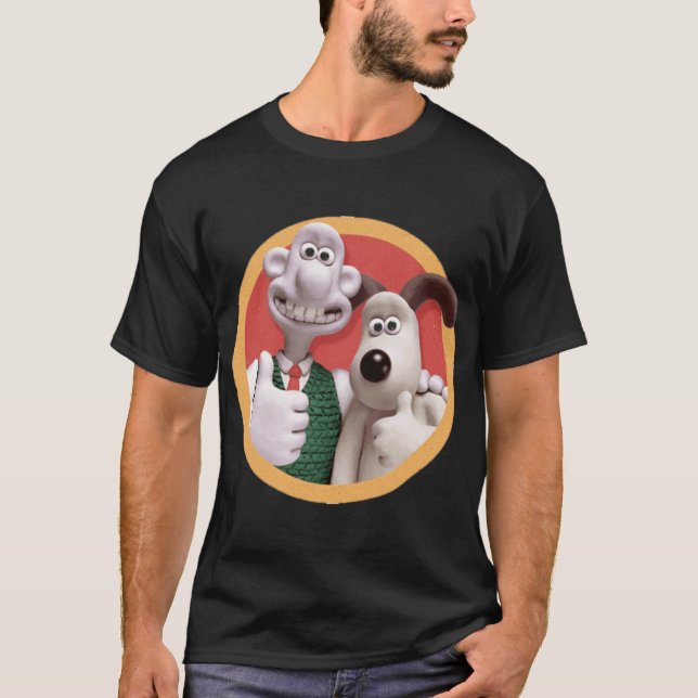 Brown Wool Trouser Man And His Dog Cartoon   T-Shirt (Front)