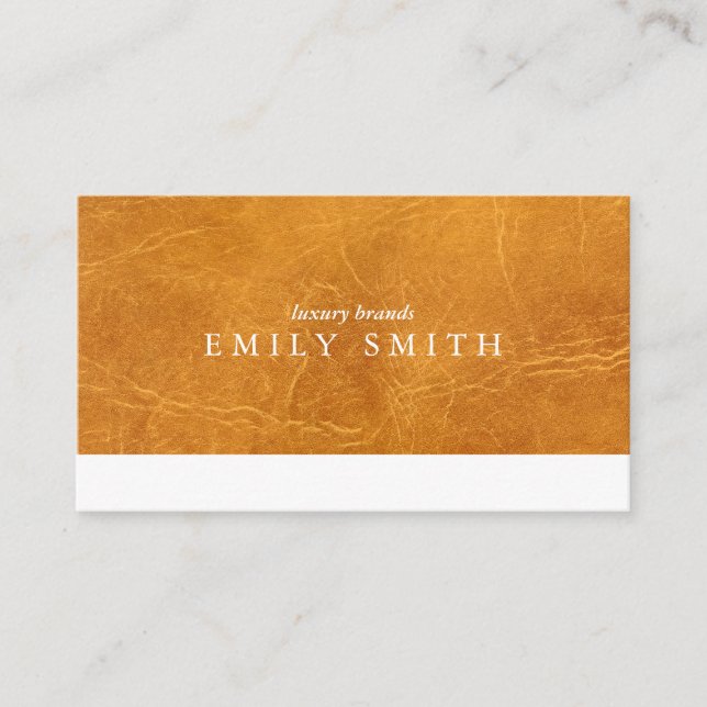 Brown Worn Leather Texture Business Card (Front)