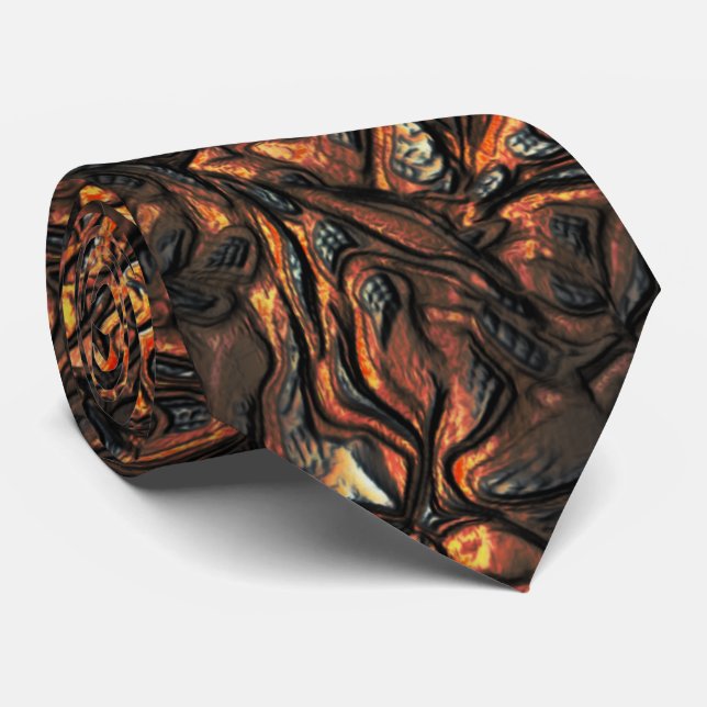 Brown wrinkled texture with burnt spots and cracks tie (Rolled)