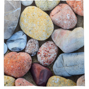 Brown yellow and grey stones shower curtain