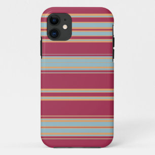 Brown, Yellow and Light Blue Stripes iPhone 11 Case