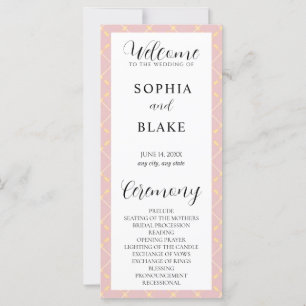 Brown, Yellow and White Plaid Wedding Program