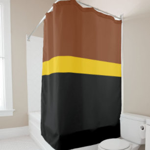Brown Yellow Black Color Block Style Design  Shower Curtain