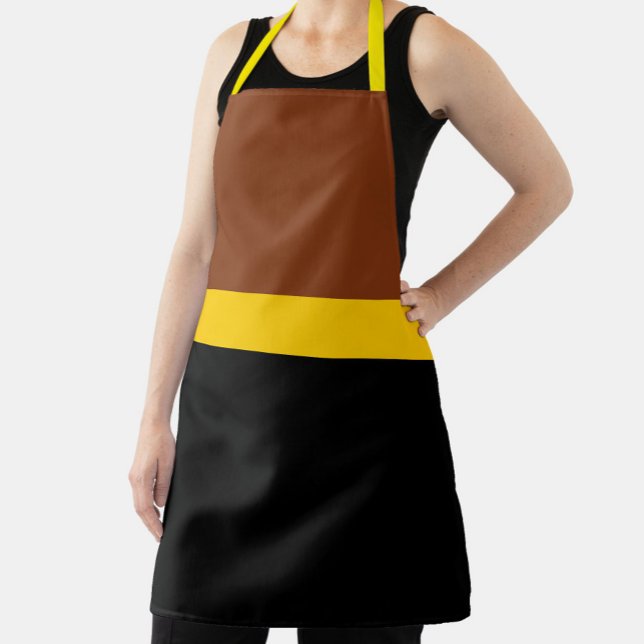 Brown Yellow Black Colour Block Style Design  Apron (Creator Uploaded)