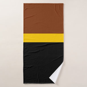 Brown Yellow Black Colour Block Style Design Bath Towel