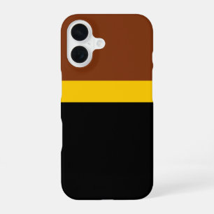 Brown Yellow Black Colour Block Style Design iPhone 16 Case