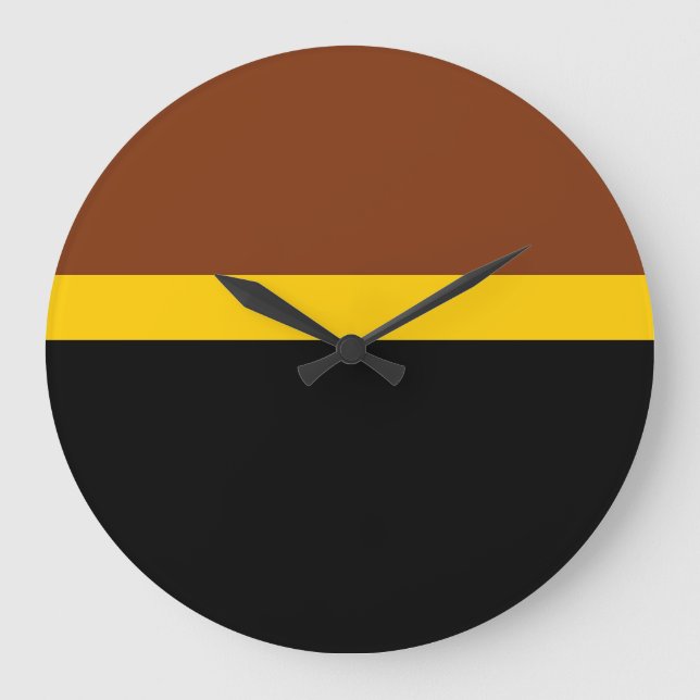 Brown Yellow Black Colour Block Style Design  Large Clock (Front)