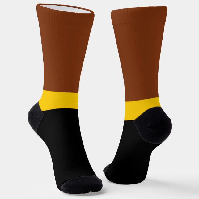 Brown Yellow Black Colour Block Style Design  Socks (Creator Uploaded)