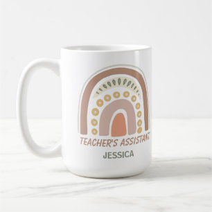 Brown Yellow Boho Rainbow Teacher's Assistant Name Coffee Mug