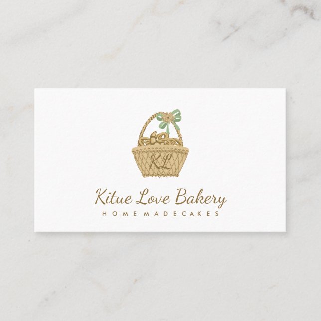 Brown Yellow Bread Rustic Picnic Bakery Croissant Business Card (Front)