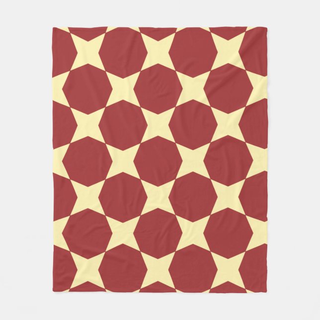 Brown Yellow Circle Hexagon Art-Deco Retro Pattern Fleece Blanket (Front)