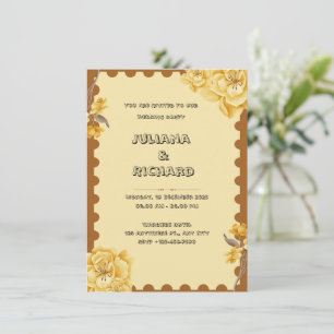 Brown Yellow Classic Wedding Invitation