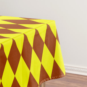 Brown Yellow Harlequin Checkered Design  Tablecloth