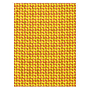 Brown Yellow Houndstooth Plaid Check Tablecloth