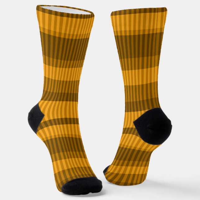 brown yellow  monochrome stripes  socks (Angled)