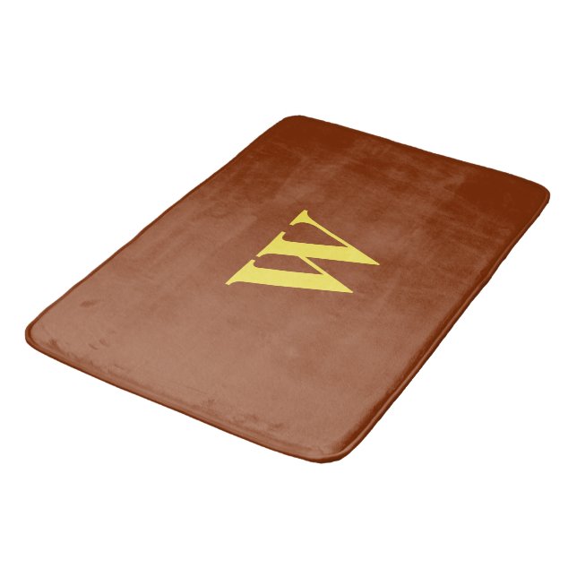 Brown Yellow Monogram Bath Mat (Angled)