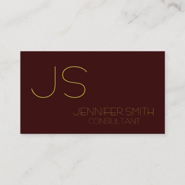 Brown Yellow Monogram Consultant Business Card (Front)