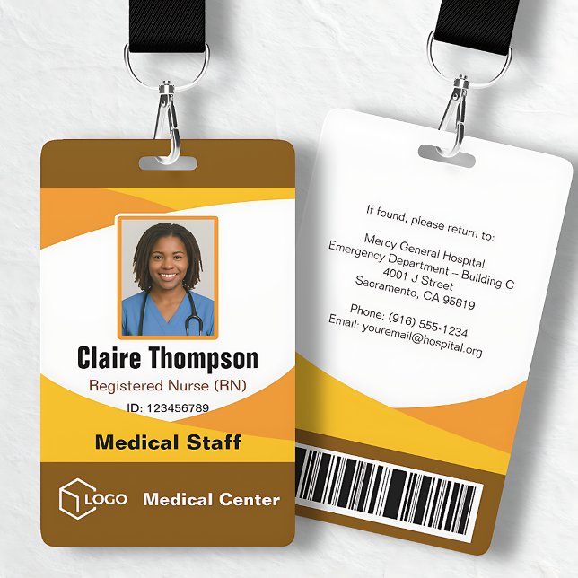 Brown Yellow Photo Logo Corporate Name ID Badge (Brown Yellow Photo Logo Corporate Name ID Badge)