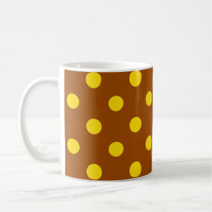 Brown Yellow Polka Dots Design Coffee Mug