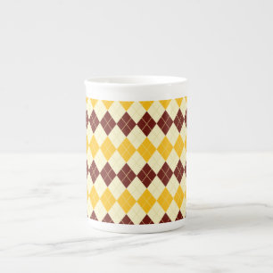Brown - Yellow Scottish Tartan-Pattern Bone China Mug